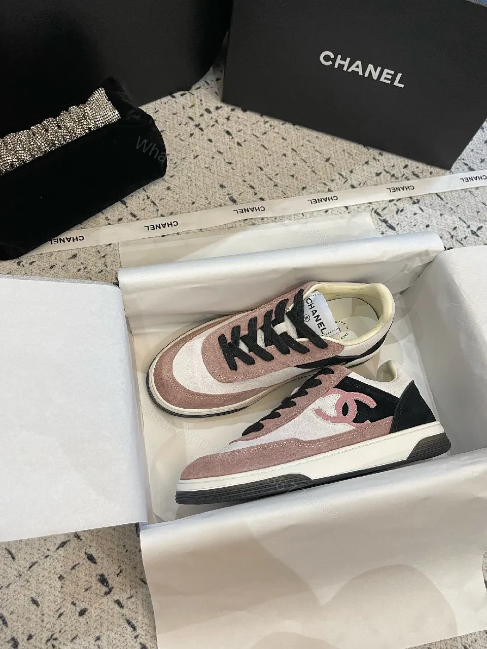 Soft Pink Suede & Leather Luxury Sneaker – Mixed Textures, Low-Profile Comfort — view 1