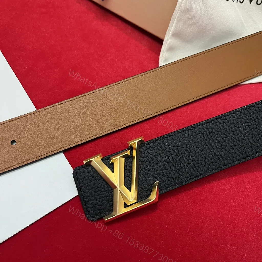 View 6 of Classic Black Leather Belt with Gold Buckle - Unisex Luxury Accessory