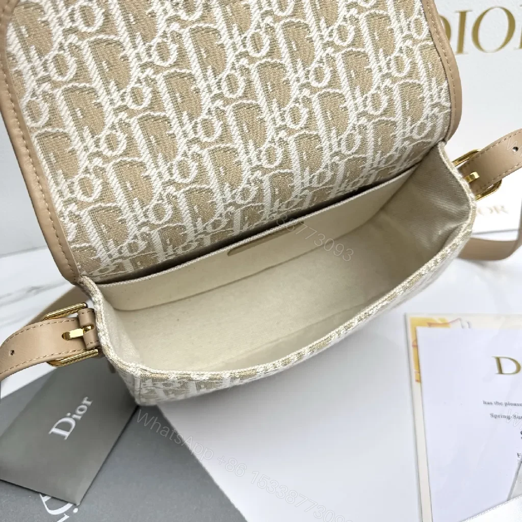 View 7 of Beige Canvas Satchel: Dior-Oblique Twist Luxury Bag