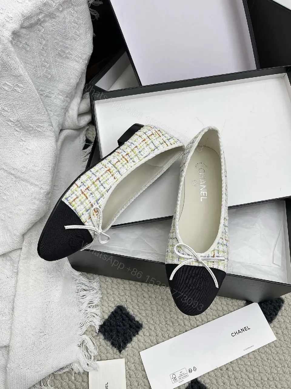 View 2 of Tweed Slingback Pumps with Black Cap Toe - Luxe Comfort