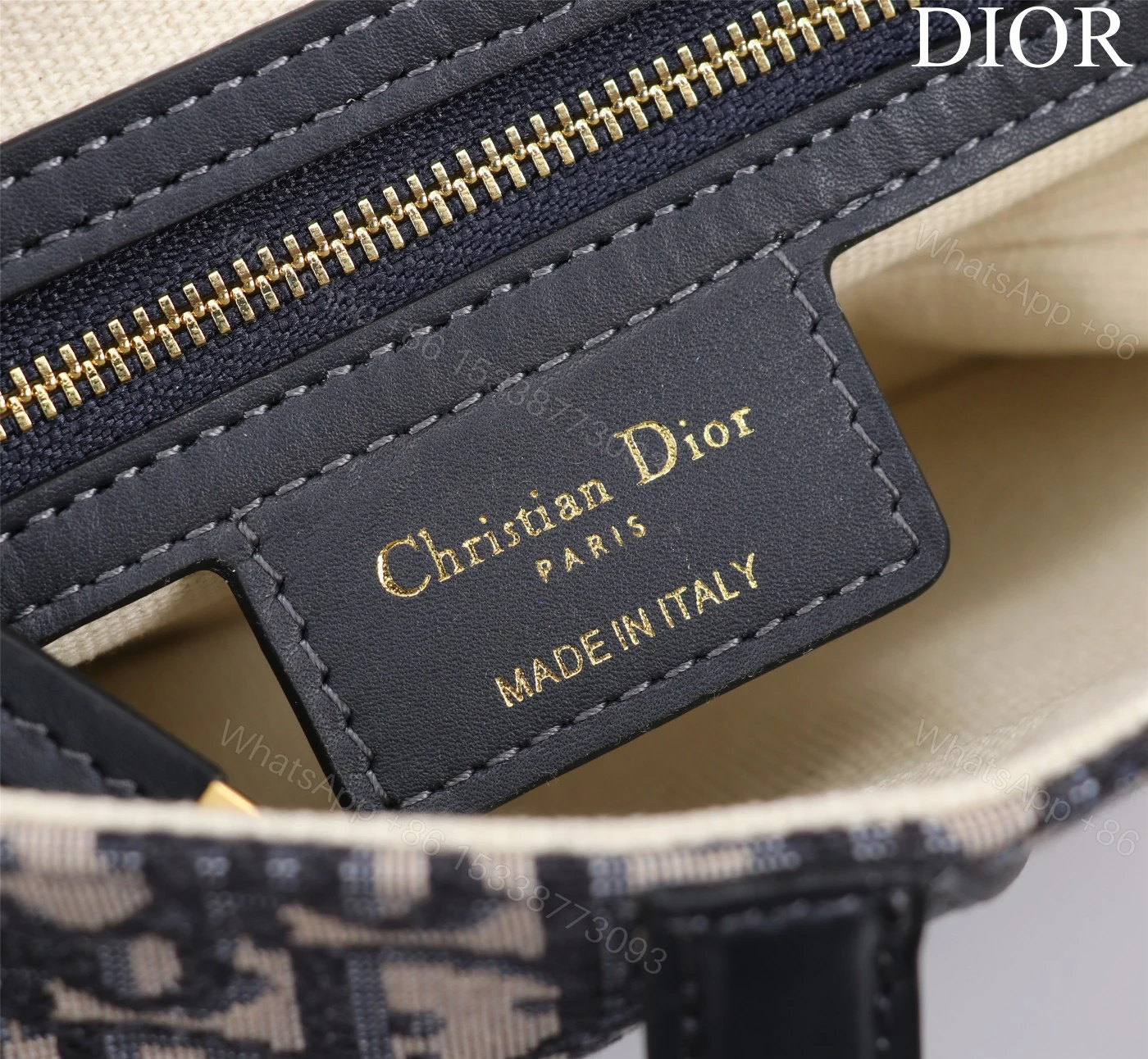 View 4 of Dior Saddle Saddle Canvas Handbag Super Quality Hand Embroidered 25.5x20x6cm