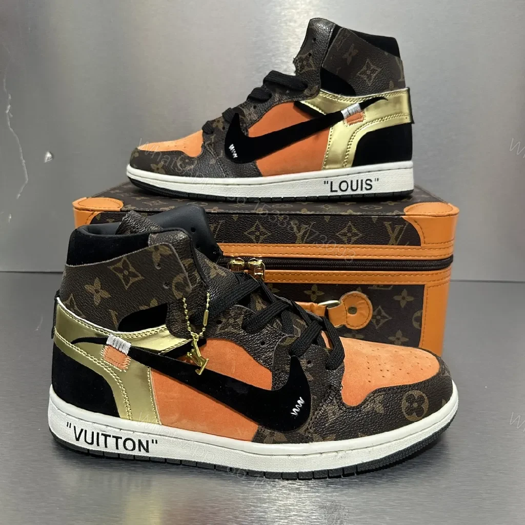 View 5 of Bold Contrast Luxe High-Top Sneakers with Monogram Accents