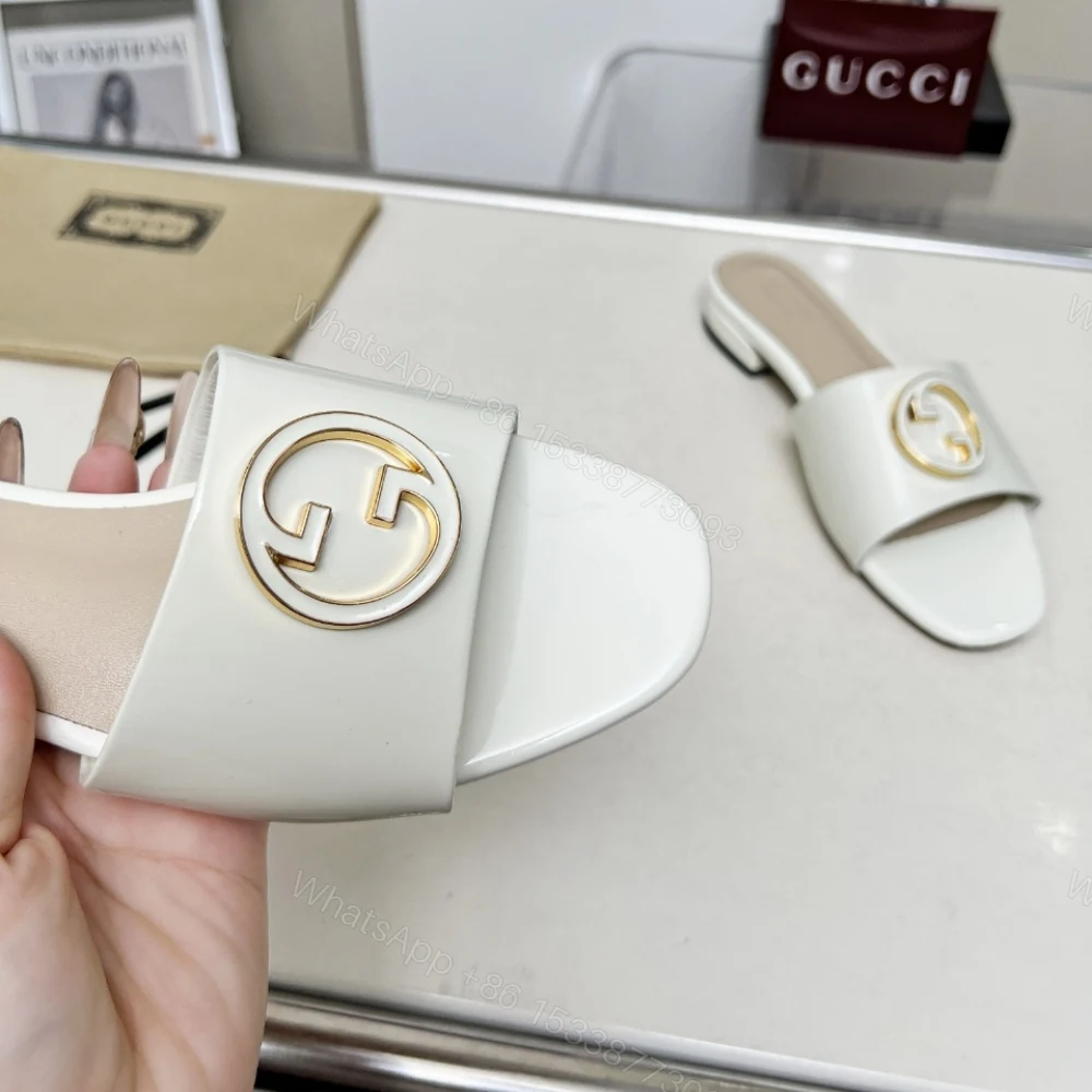 View 5 of GUCCI WOMEN ROUND INTERLOCKING G SANDAL IN WHITE