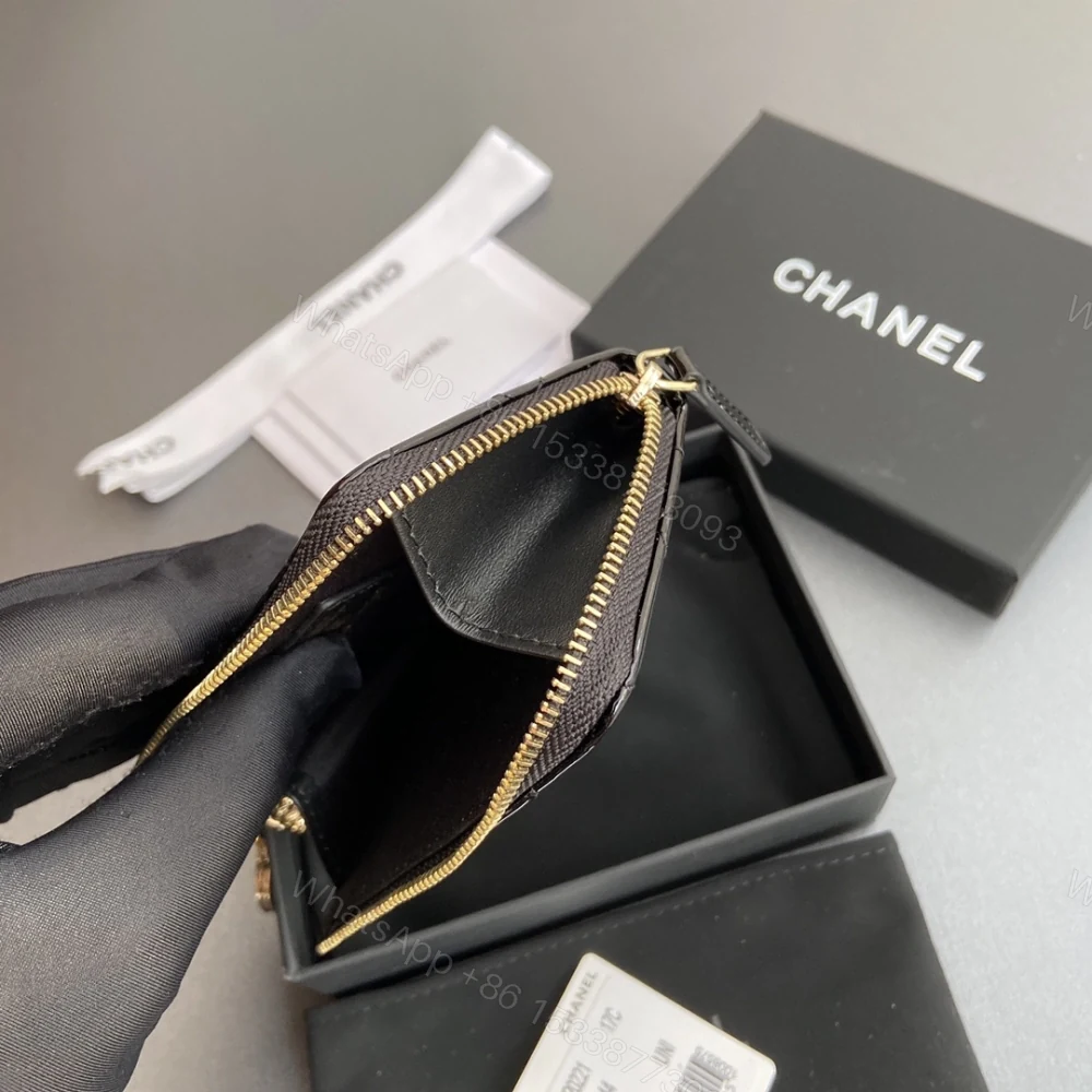 View 8 of 高仿Chanel*AP0221零錢包黑色漆皮金扣免檢版