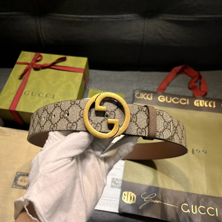 View 5 of Iconic GG Belt: Gold Buckle, Canvas, Luxury Style, Signature Detail, Belt