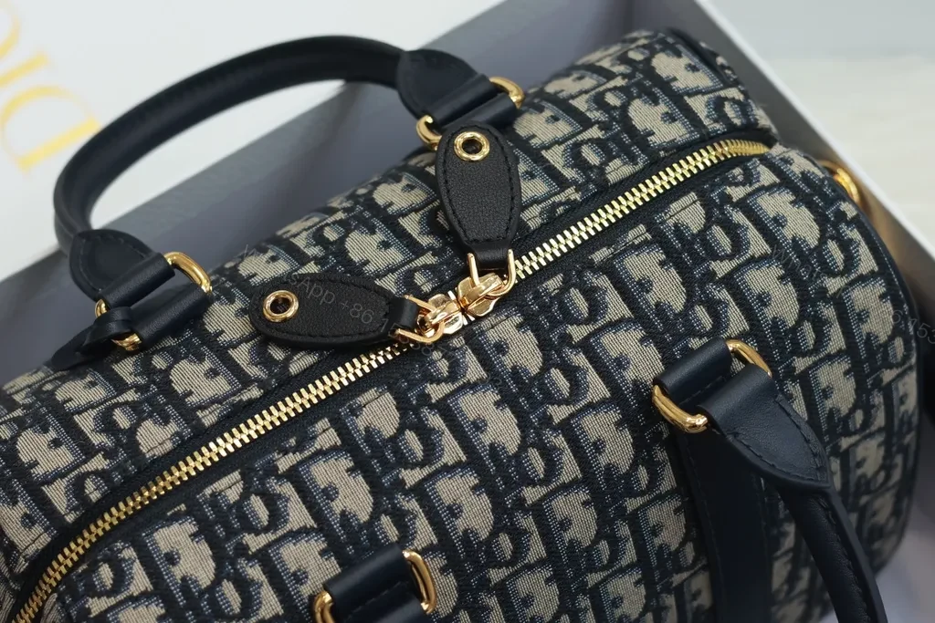 View 4 of Chic Dior Monogram Gold-Accent Handbag - Everyday Luxury