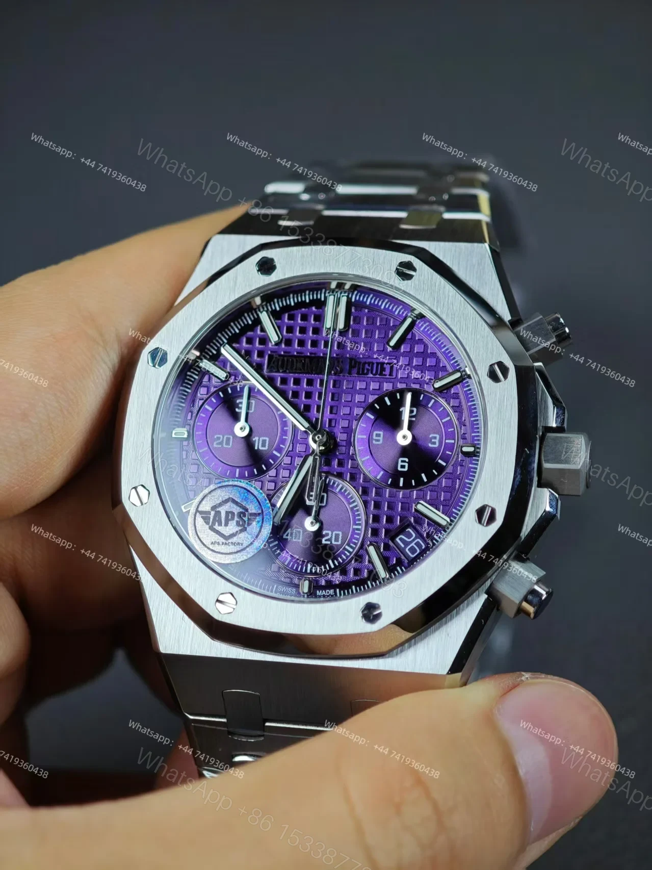 View 18 of Audemars Piguet Super Clone Royal Oak Purple Dial 26240 Chronograph 41mm Cal.4401