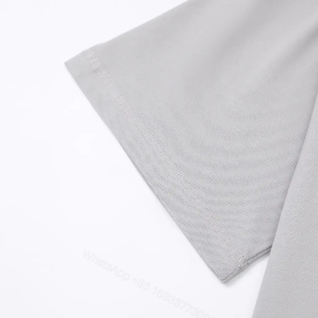 View 9 of Light Gray Cotton Tee Stone Island Logo Minimalist Style T-Shirt