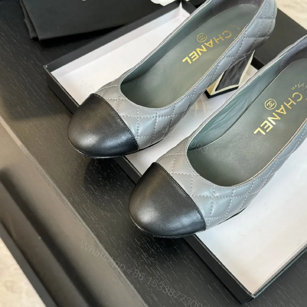 View 6 of Quilted Two-Tone Cap-Toe Pumps - All-Day Comfort