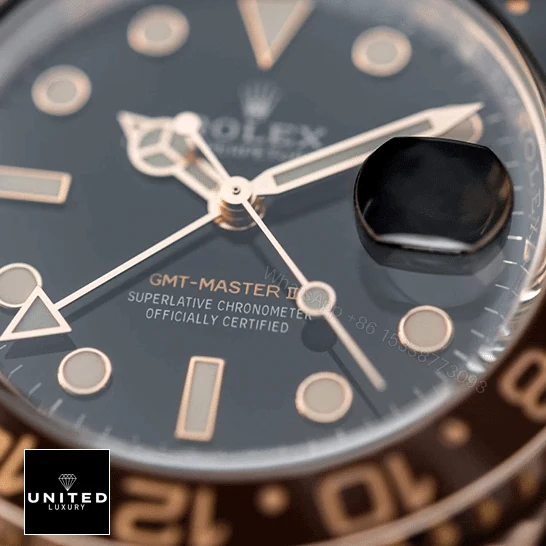 View 8 of Rolex GMT-Master II 126715CHNR-0001 Rose Gold Automatic Black Dial Oyster Replica