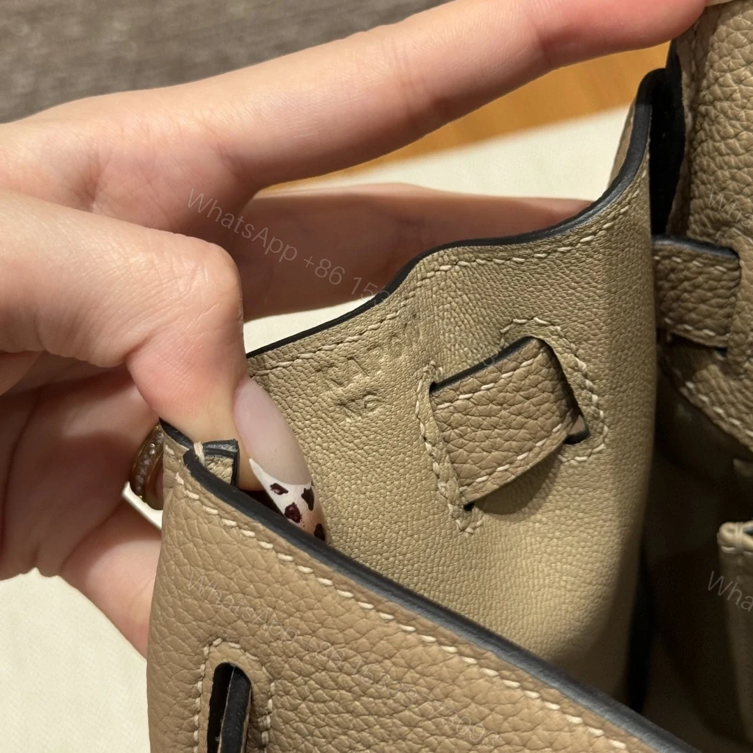 View 23 of 高仿Hermes*Kelly28系列H043230TCS2風衣灰金扣牛皮純手工