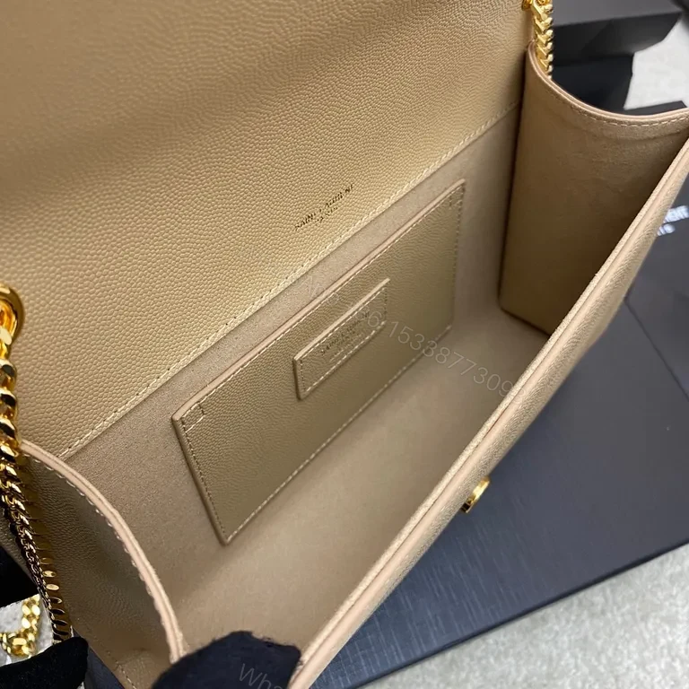 View 9 of Quietly Iconic Beige Calfskin Wallet-on-Chain by Saint Laurent