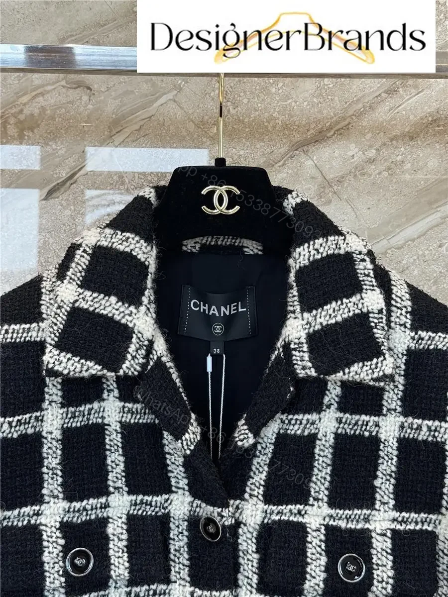 View 3 of Chanel Classic Black and White Plaid Tweed Jacket