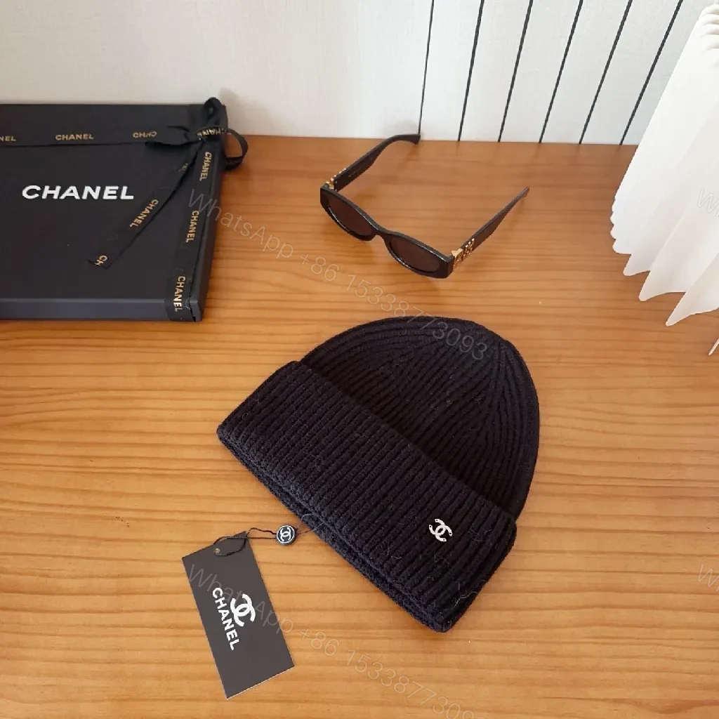 View 8 of Chic Knit Beanie in Black Knit with Luxe Logo Style