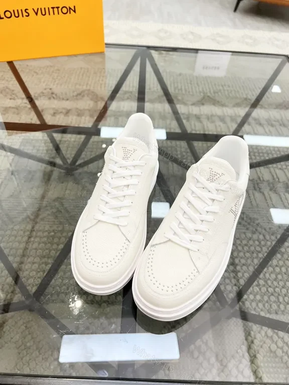 View 4 of White Leather Sneakers: Premium, LV-Inspired Luxury Casual Shoes