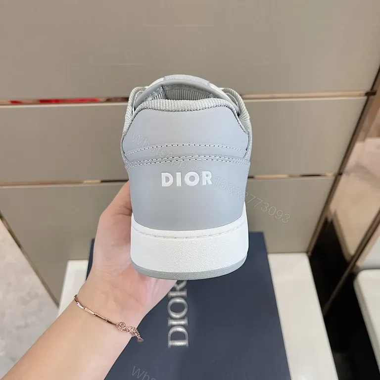 View 2 of Grey Minimalist Dior Trainer | Geometric Panel | Everyday Luxury Sneaker