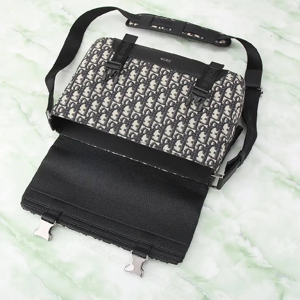 View 7 of Monogram Textured Messenger Bag: Modern Luxury Carryall