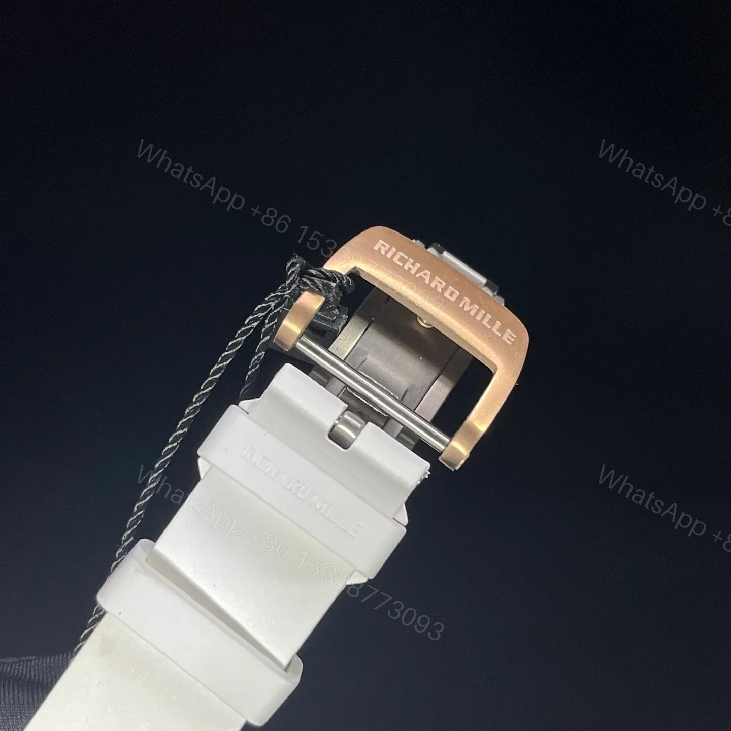 View 9 of Richard Mille RM010 Titanium Skeleton Automatic Gold Bezel White Strap Watch RM010-GW