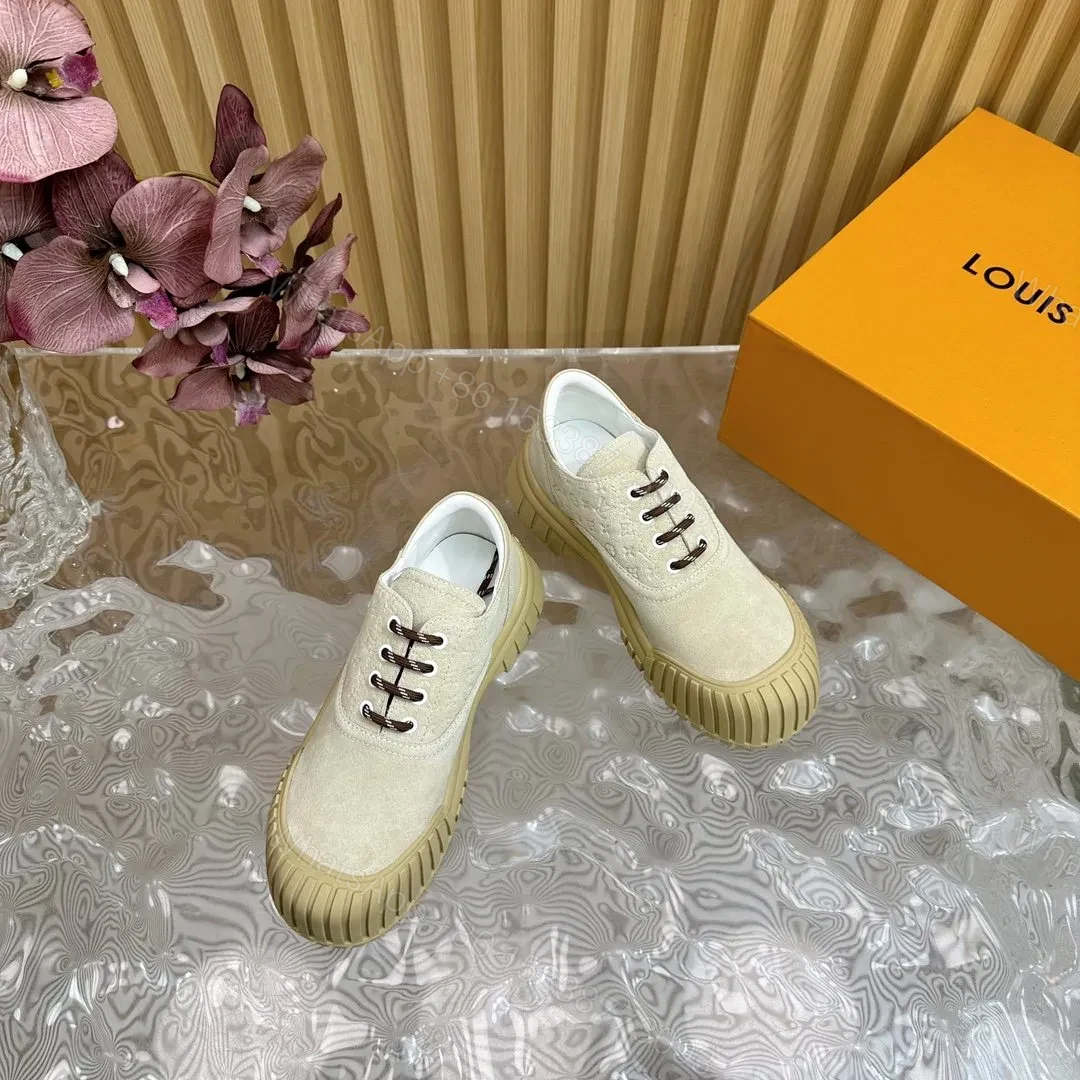 LV Women Beige Suede Casual Sneakers — view 1