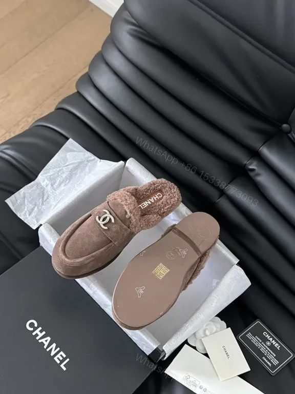 View 4 of Warm Taupe Suede Mules + Shearling Comfort + Luxe Designer-Inspired Footwear