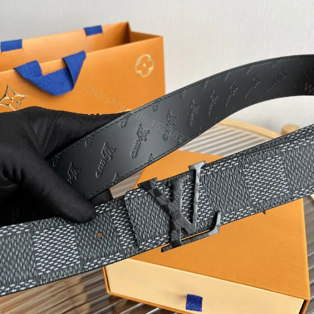 View 6 of Gray Textured LV Belt with Woven Monogram Pattern, Wide Style