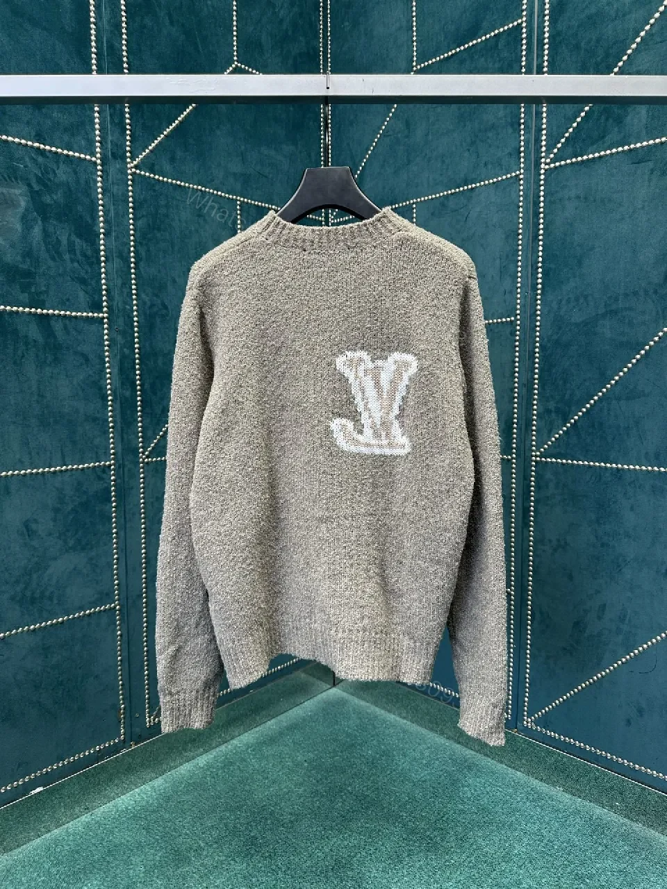 View 4 of Cozy Boucle Knit Luxury Monogram Sweatshirt with Subtle Shine