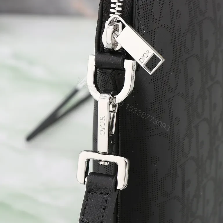 View 9 of Black Dior Monogram Zip Clutch: Sleek, Secure, Multifunctional Carry