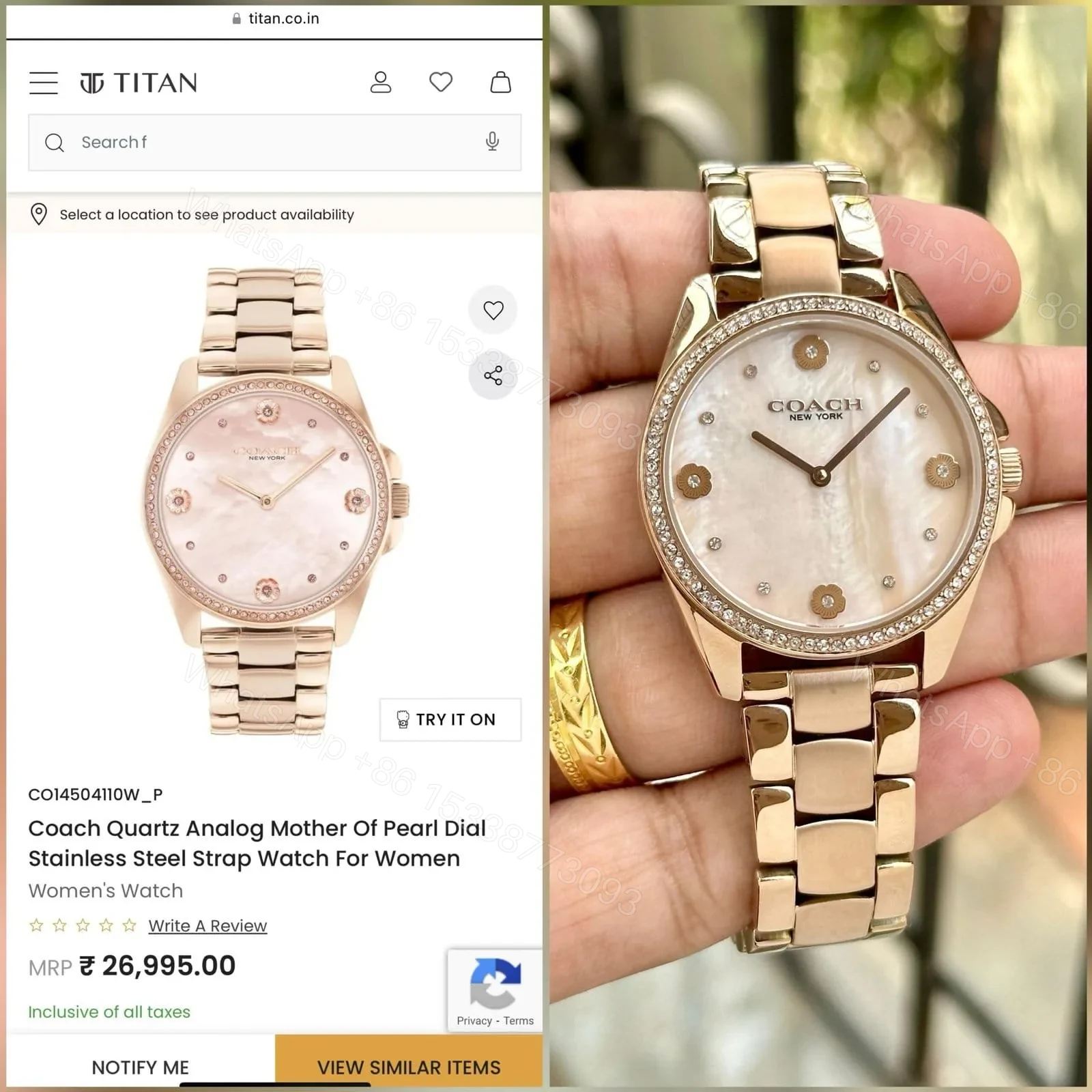 View 3 of Coach Mother Pearl Analog