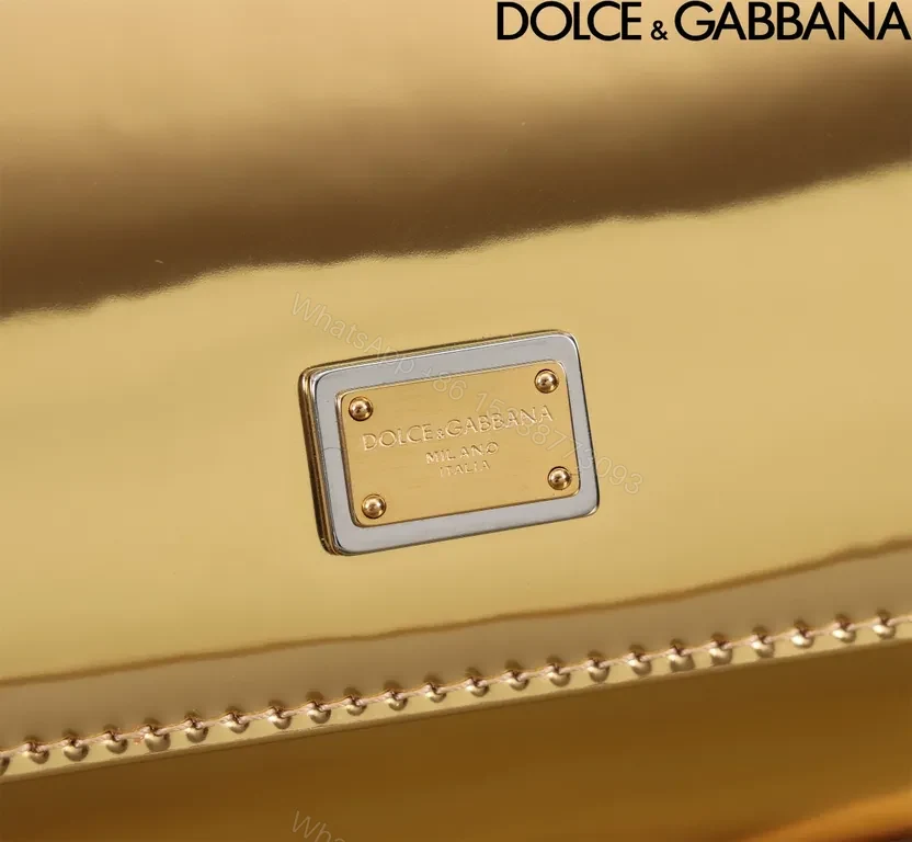 View 5 of Gleaming Gold Satchel â€” Premium Calfskin, Gold-Tone Hardware, Crossbody Ready, Dolce & Gabbana Bag