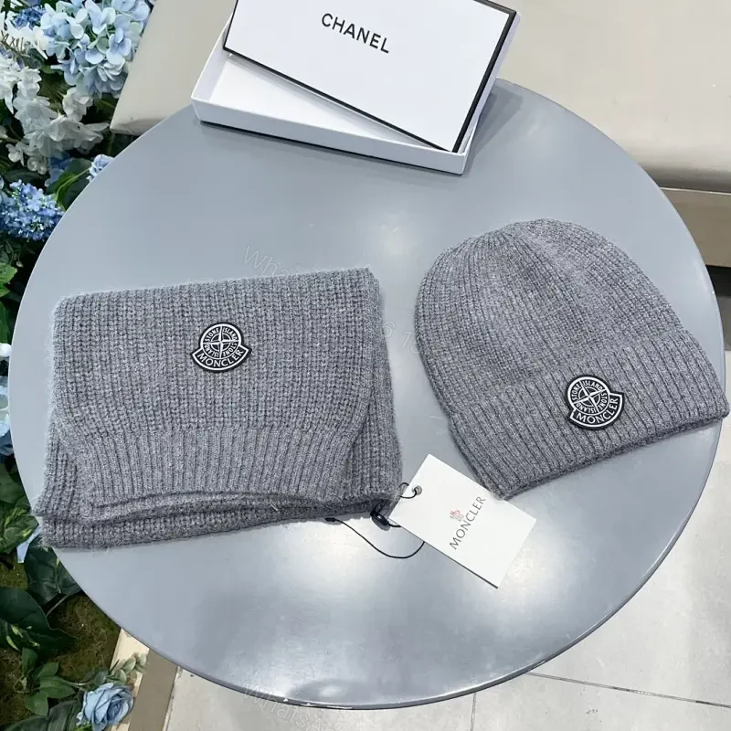 Gray Knit Set: Structured Warmth Beanie & Scarf Duo — view 1