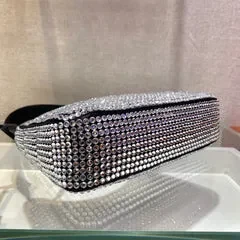 View 3 of SPARKLING HOBO BAG 23 IN BLACK NYLON ATTACHED FULLY CRYSTALS