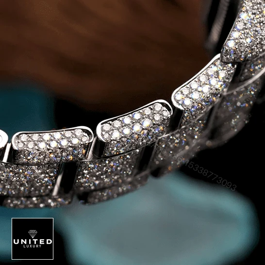 View 7 of Rolex Datejust 116300 White Gold Diamond Arabic Dial Iced Out Replica