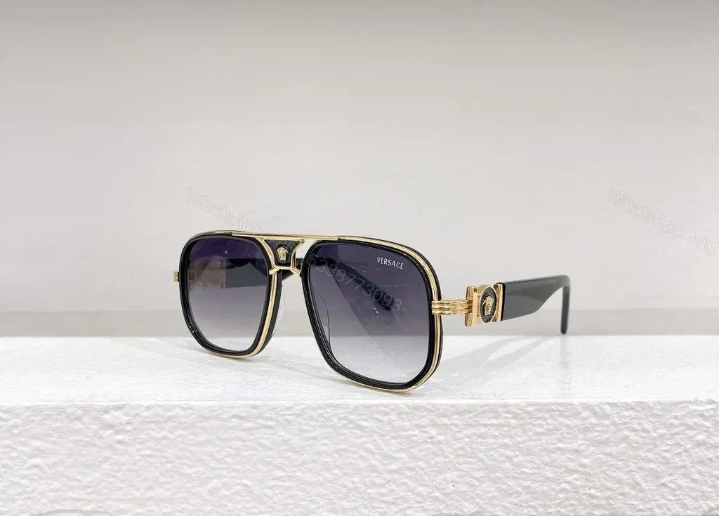 View 8 of Gold-Tone Frame Designer Sunglasses with UV400 Protection - Unisex