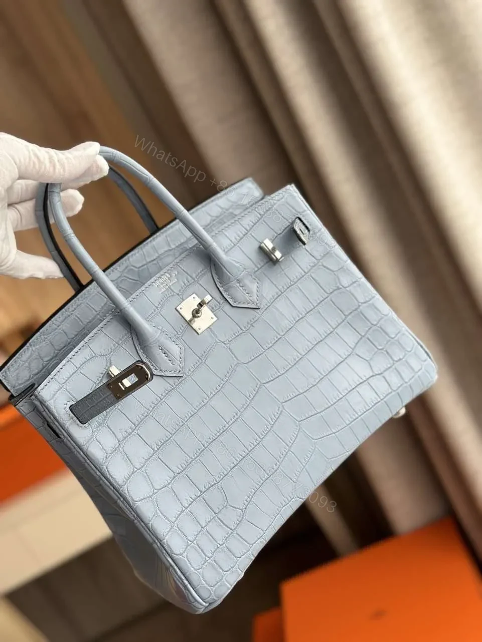 View 2 of HN Like Auth Hand Sewing Imported Leather Handbags 25cm