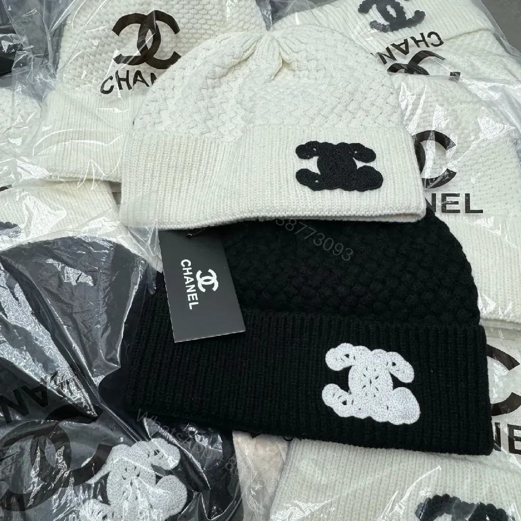 Cozy Knit Beanie - Premium Logo Embroidery, Black/Off-White, Urban Luxe — view 1