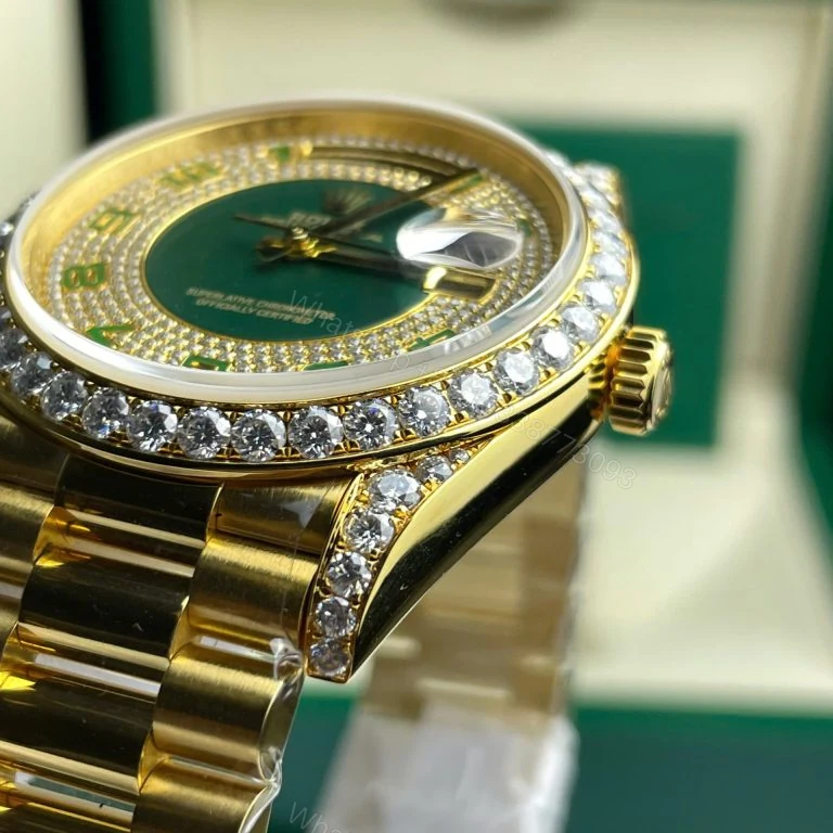 View 3 of Day-Date 40mm Super Clone Gold Wrapped Moissanite Diamonds