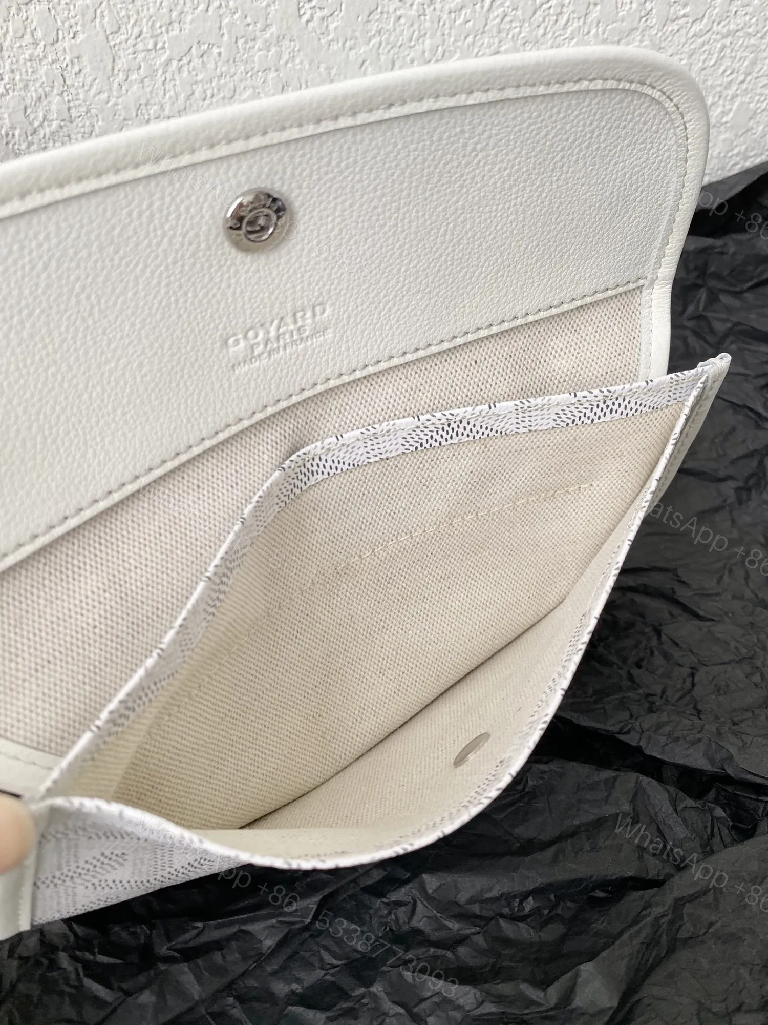 View 8 of Goyard White Goyardine Canvas & Chevroches Calfskin Saint Louis PM Tote