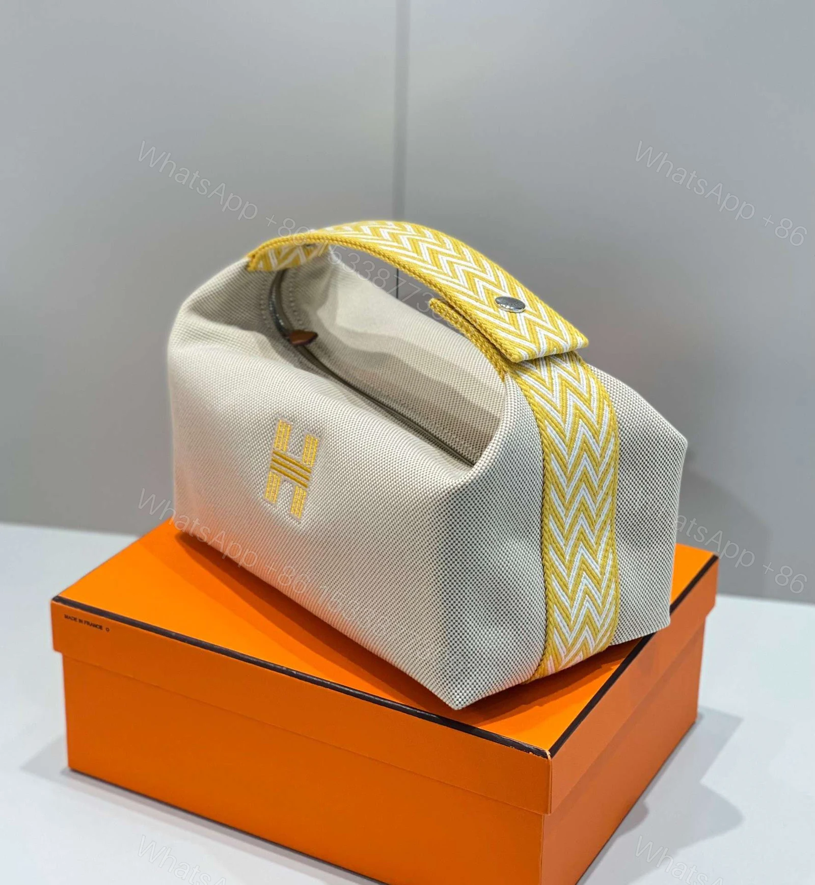 View 2 of Hermes Bride A Brac PM Clutch Bag Yellow Fabric 12x20x10cm