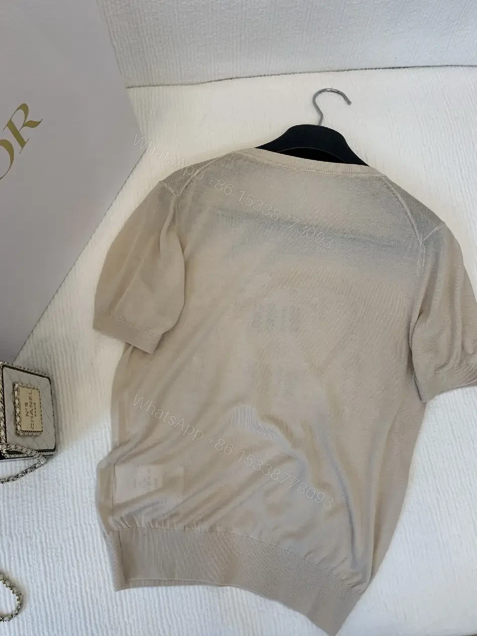 View 2 of Beige Cotton T-shirt Dior Frame Graphic T-Shirt