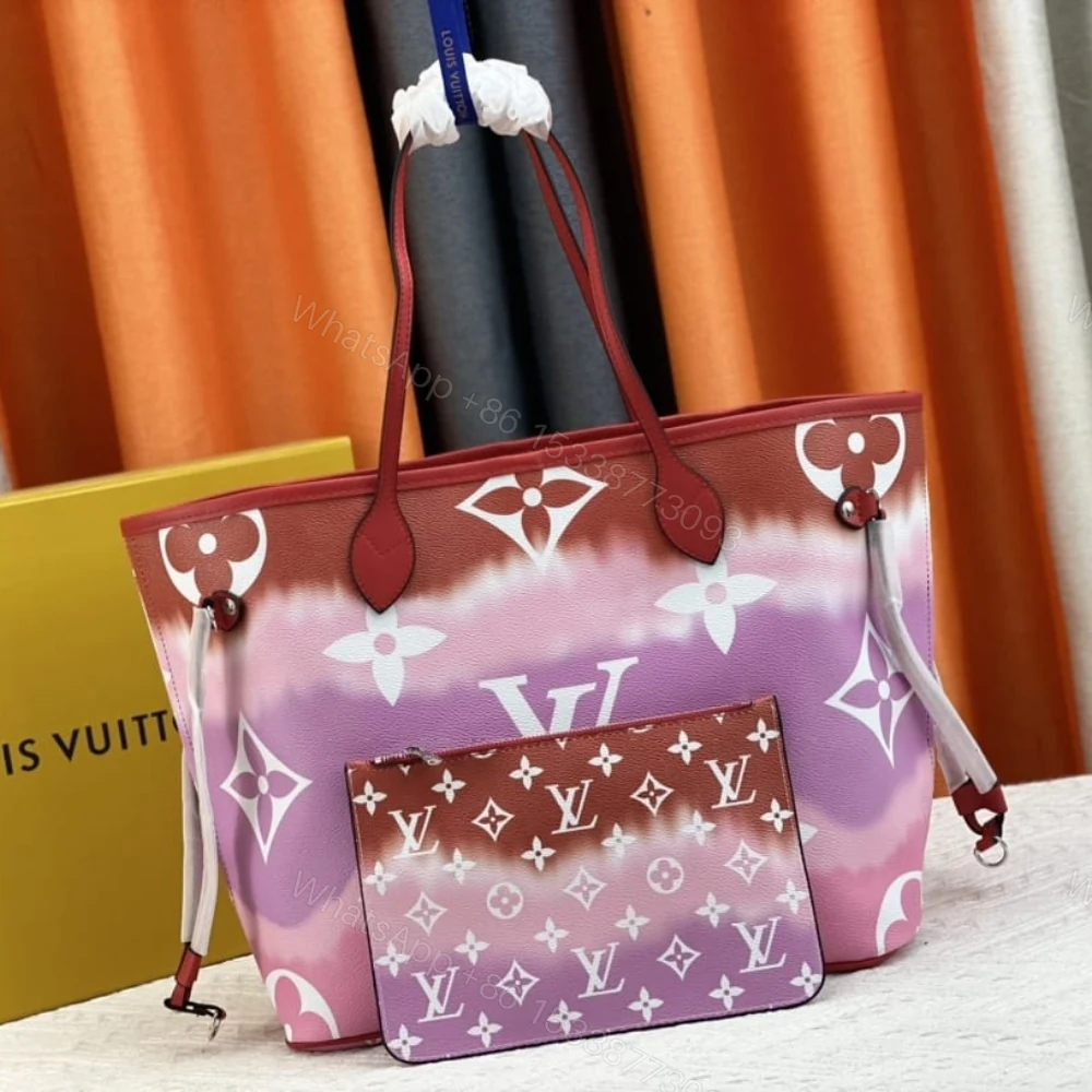 View 2 of Louis Vuitton Neverfull MM Monogram Escale Pink Red Purple 31Cm