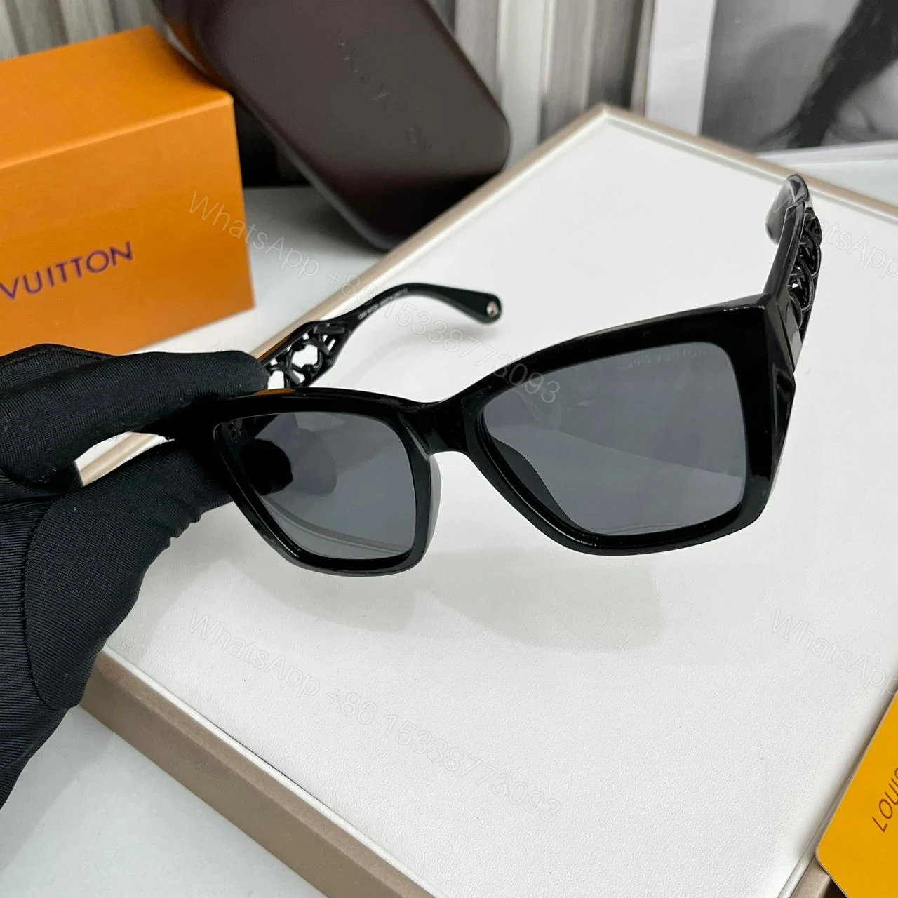 View 2 of Louis Vuitton Black Square Cutout Sunglasses