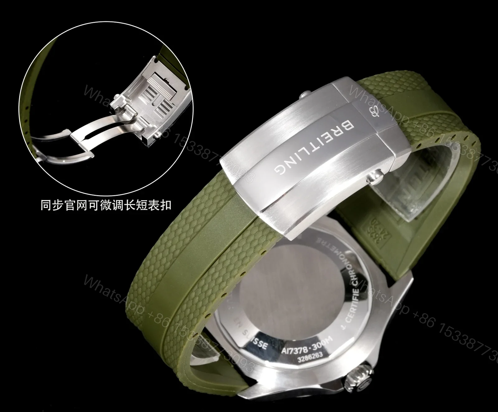 View 8 of Breitling Superocean Camouflage Replica 46MM Premium Green Rubber Strap Diver Edition BT-SO-CMF-GRN-46