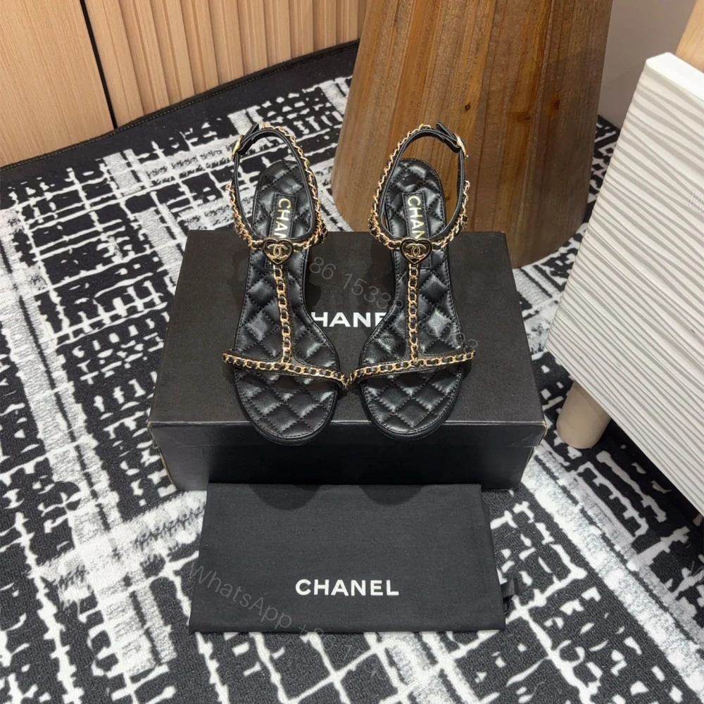 View 2 of 高仿Chanel*25C系列G46109X小羊皮高踭涼鞋黑色8.8CM免檢版