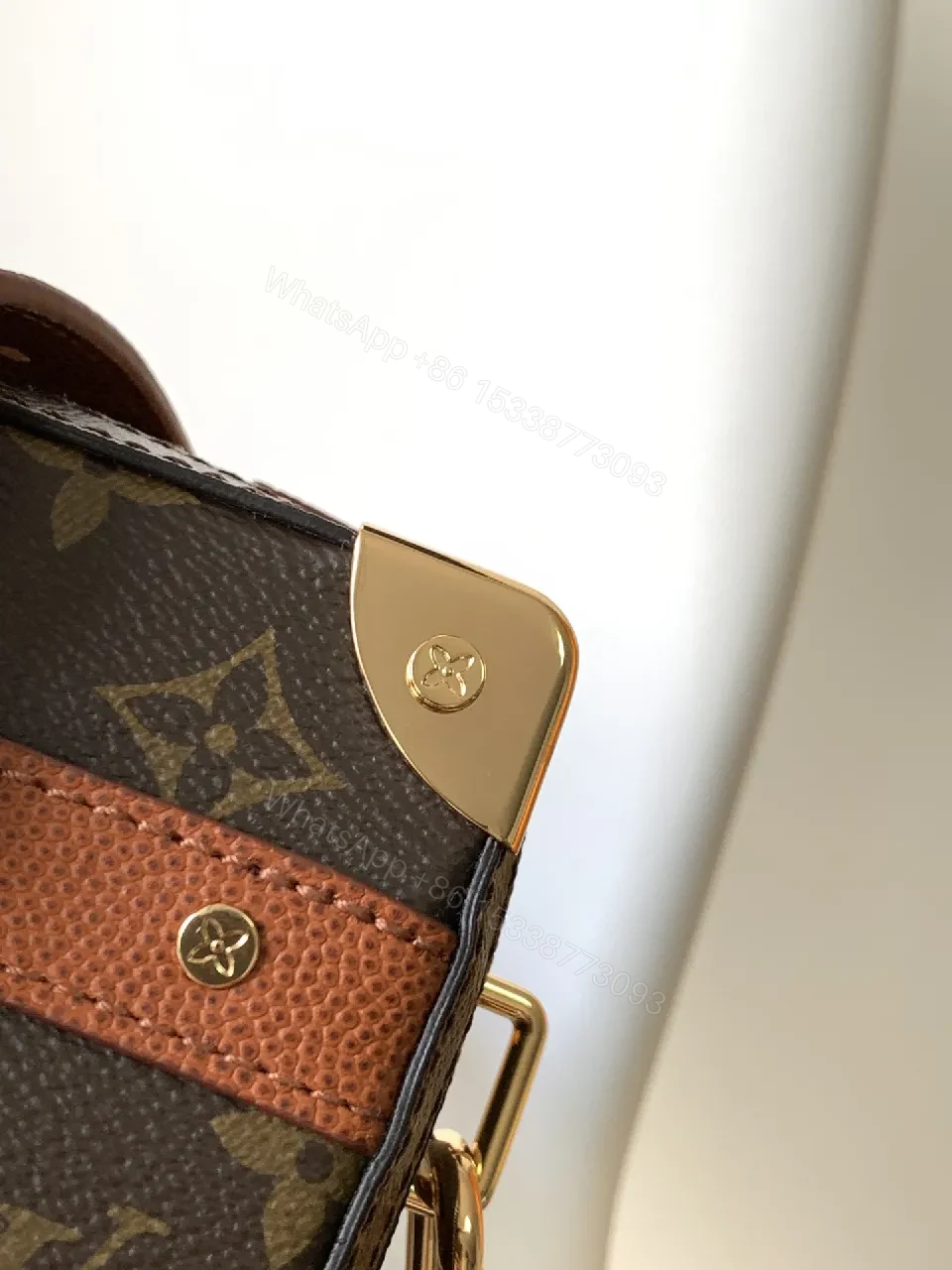 View 8 of Compact Monogram Crossbody with Striped Leather Accents