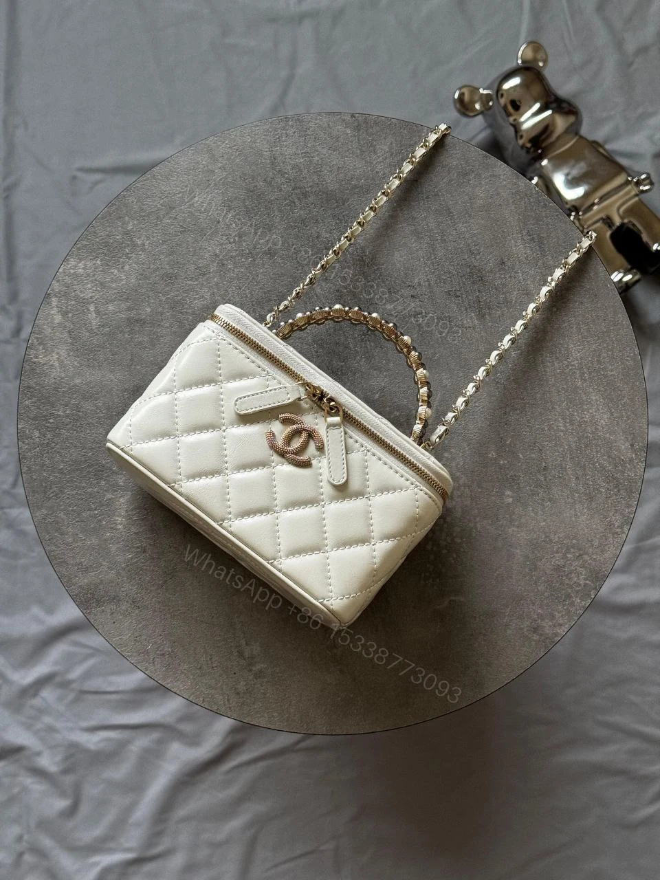 View 2 of Chanel Small Top Handle Vanity Case With Chain