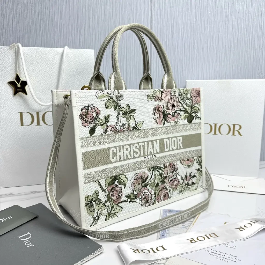 View 2 of Floral Tapestry Tote: Canvas & Leather, Signature Dior-inspired Luxury