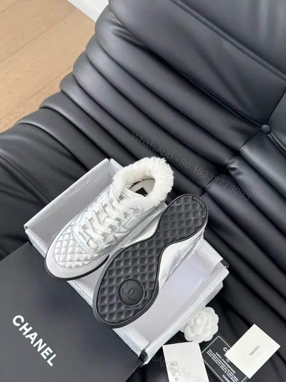 View 3 of Chanel-Inspired Quilted High-Tops with Plush Shearling