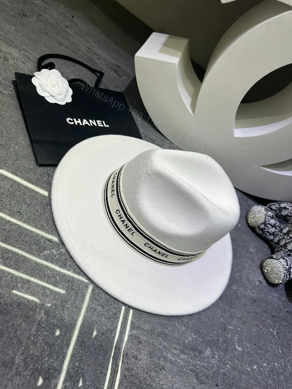 View 4 of Chanel-Inspired Felt Fedora: Structured Luxury Hat