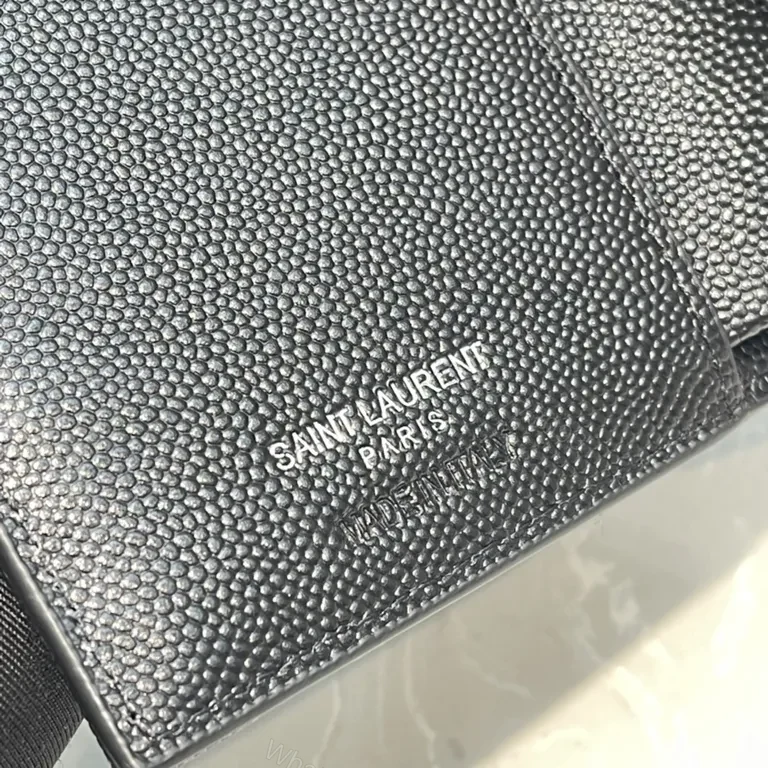 View 9 of Chevron-Textured Black Wallet: YSL-Inspired Petite Organizer
