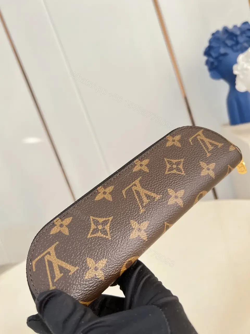 View 5 of Monogram Canvas Compact Wallet with Zipper Closure